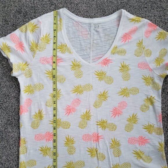 GAP Women's X-Large White Pineapple Print Easy T tee short sleeve - Picture 6 of 9